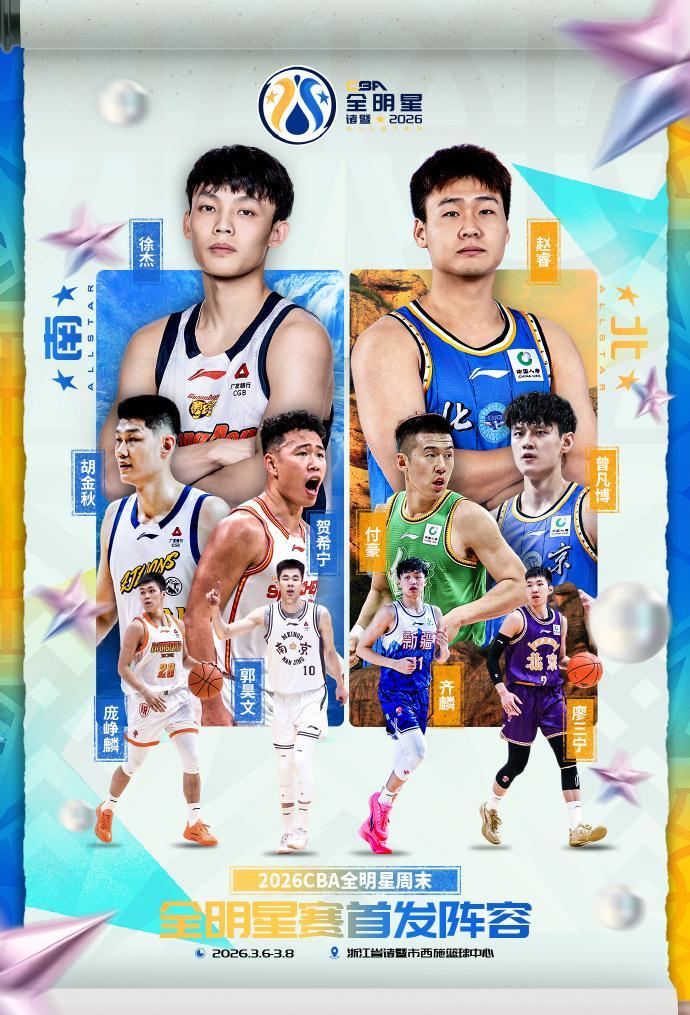 开云体育-CBA官宣全明星首发阵容：徐杰蝉联总票王 赵睿北区票王庞峥麟入选